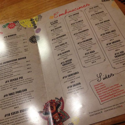 Montezuma's Restaurant Menu