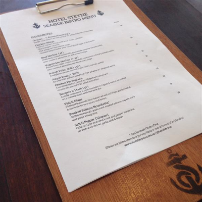 Hotel Steyne Menu