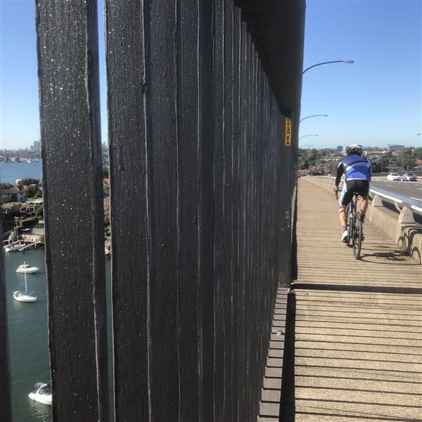 Cyclist along gladesville bridge