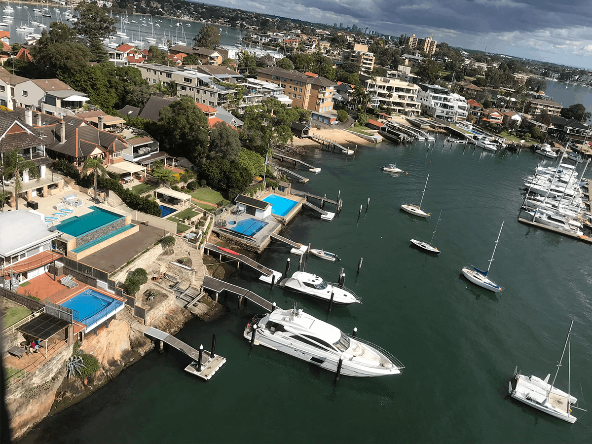 View over chiswick from gladesville bridge walk