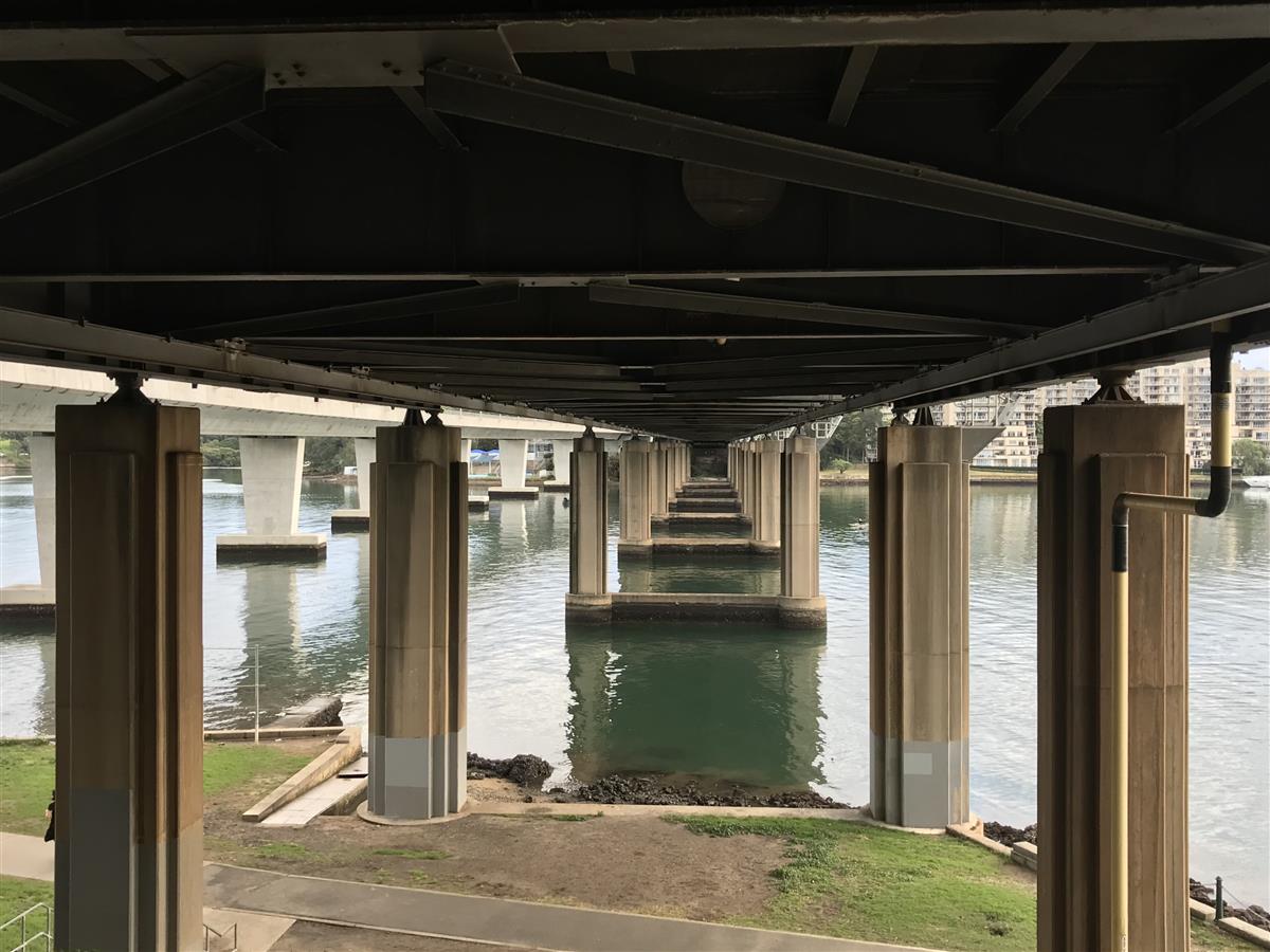 View underneath Iron Cove Bridge Rozelle