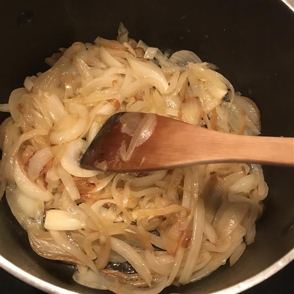 Caramelising onions