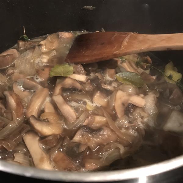 Onion and mushroom soup broth