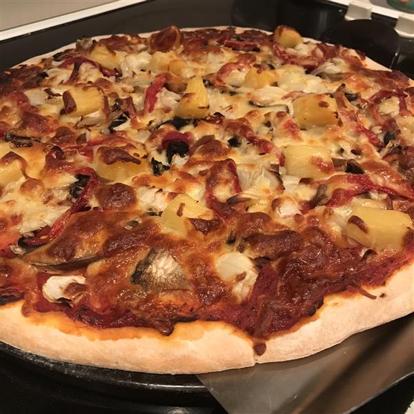Homemade pizza fresh from the oven