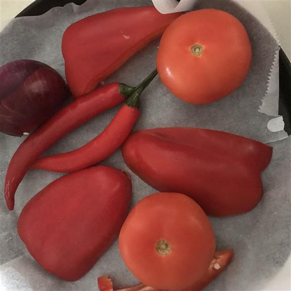 Romesco sauce ingredients prior to oven roasting