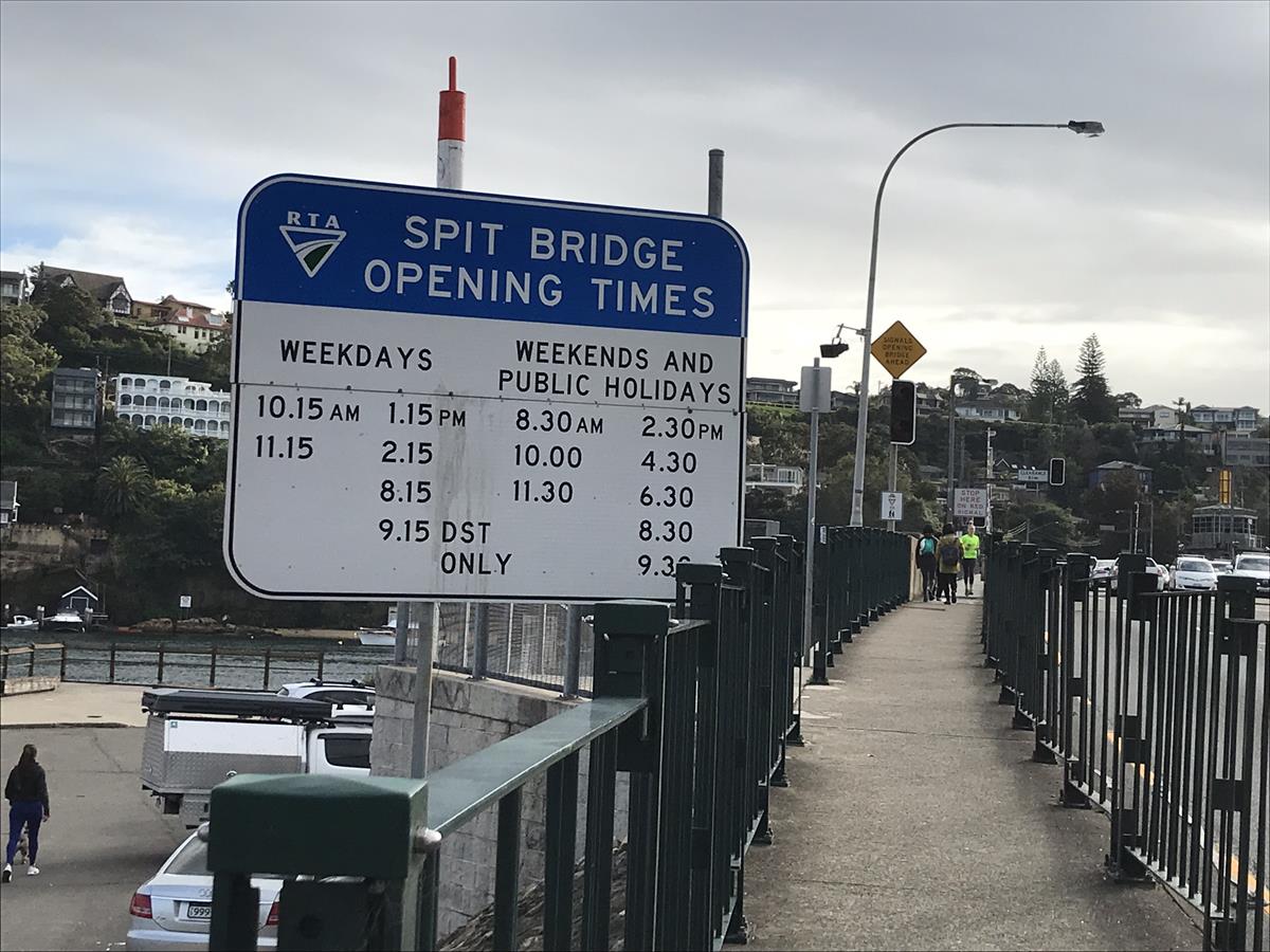 Spit Bridge Opening Times