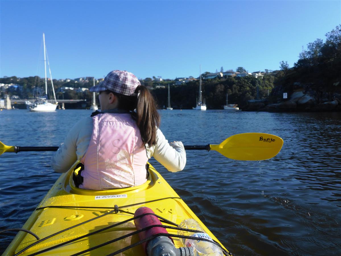 Fiona paddling Middle Harbour