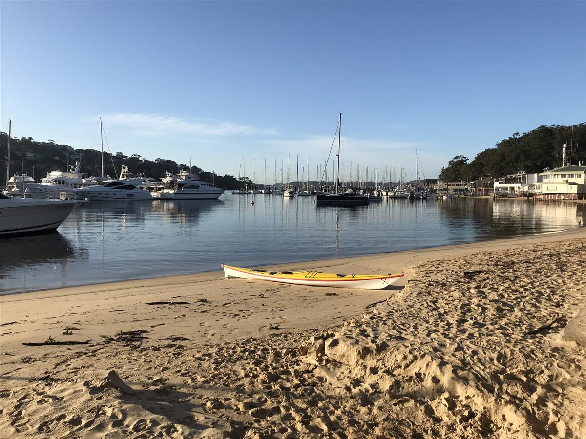 Double sea kayak on beach