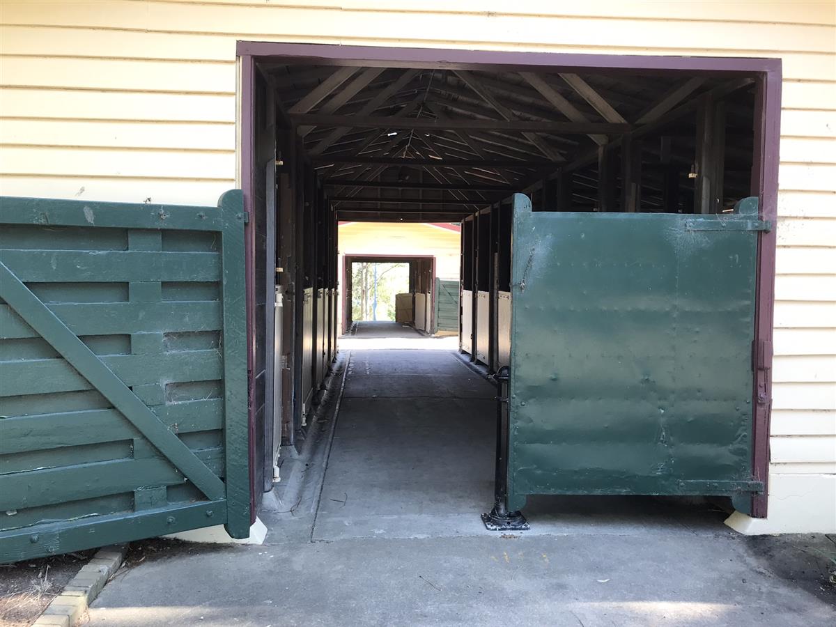 Green gates of cattle stall Quarantine Station Abbotsford