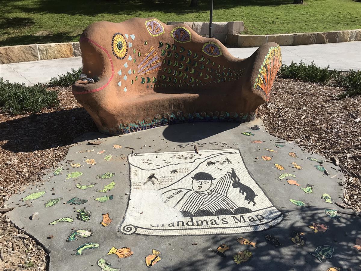 Fish sulpture at Henry Lawson Park Abbotsford